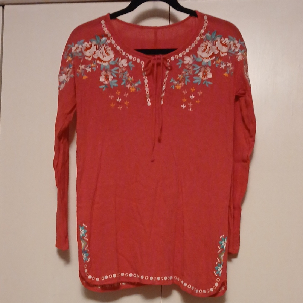 Vintage Floral Embroidered Blouse -size S - Picture 1 of 7